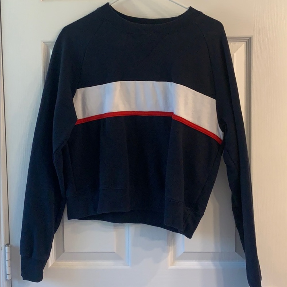 navy cropped crew neck